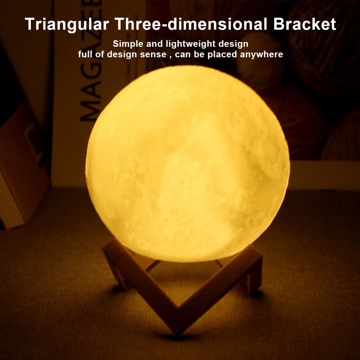 8cm Moon Lamp LED Night Light: Battery-Powered with Stand, Starry Lamp for Bedroom Decor - Kids Gift Night Light Moon Lamp