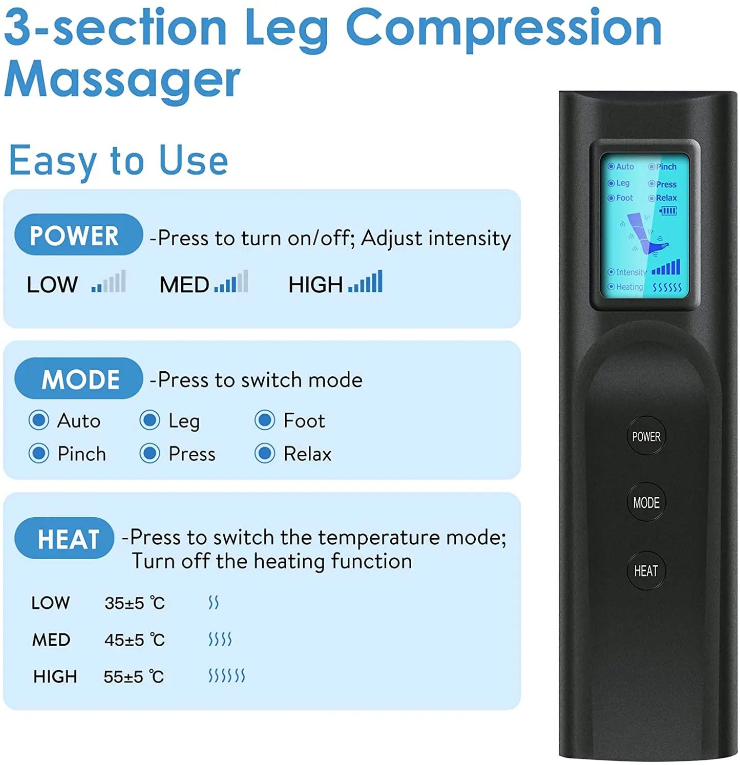 Foot Air Pressure Leg Massager — 360° Circulation & Muscle Relaxation Device for Lymphatic Drainage