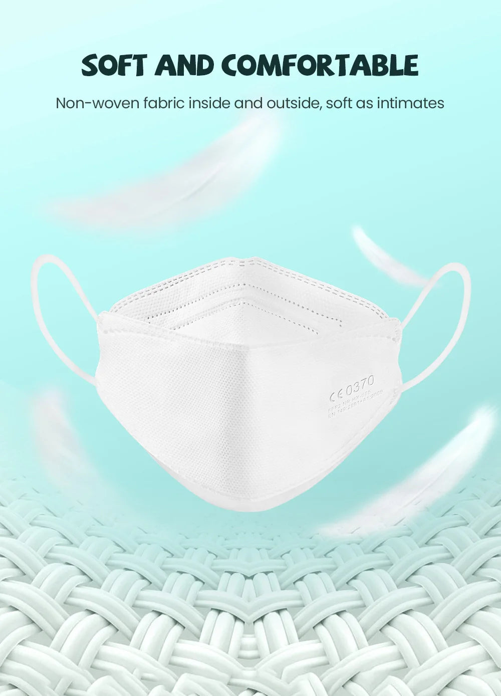 10-200PCS Kids KN95 FFP2 Face Masks — 4-Layer Protective Dustproof Masks for Boys & Girls Ages 6-14