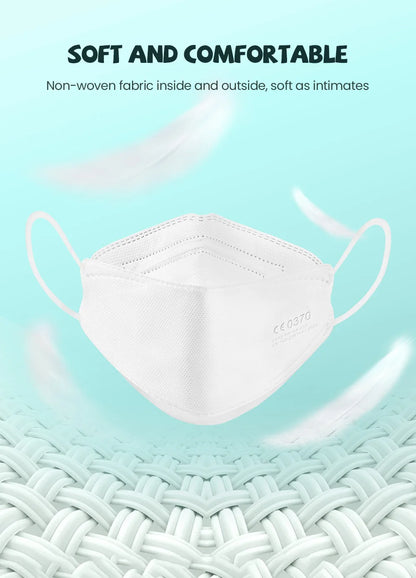 10-200PCS Kids KN95 FFP2 Face Masks — 4-Layer Protective Dustproof Masks for Boys & Girls Ages 6-14
