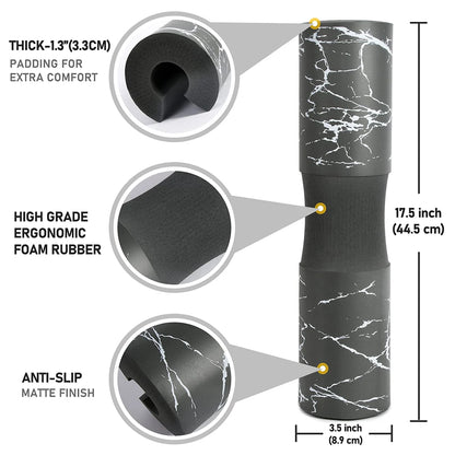 Barbell Pad for Squats: Neck and Shoulder Protective Support for Lunges, Hip Thrusts - Fits Standard and Olympic Bars - Weight Lifting Training Essential