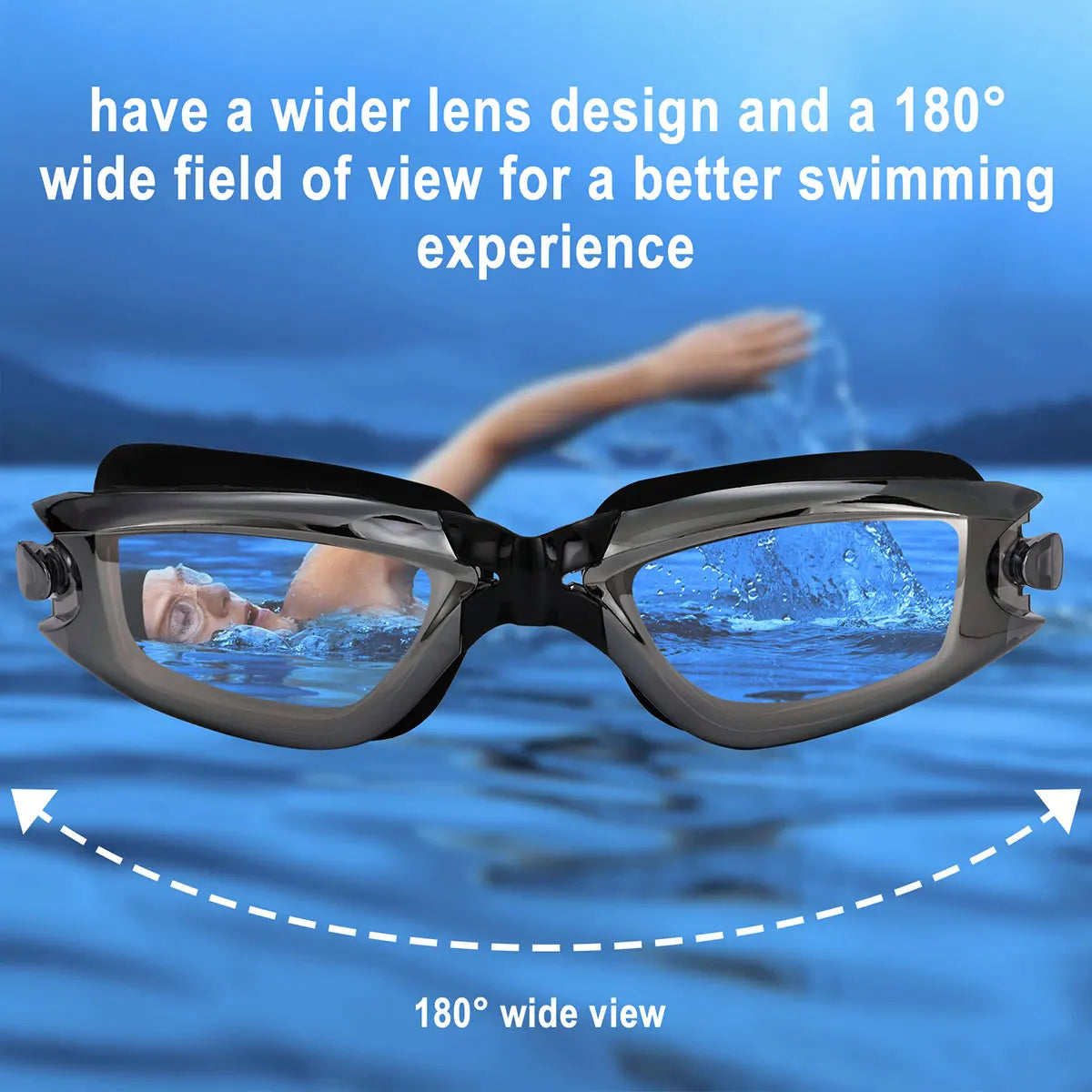 JSJM Professional Adult Swimming Goggles - Anti-Fog UV Protection Lens, Waterproof Adjustable Silicone Swim Glasses for Men and Women