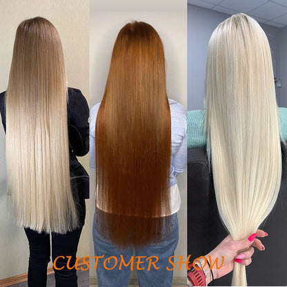 26" Ombre Straight Synthetic Hair Extensions – Smooth Weaving, Full Blue Hair Bundles from Root to End