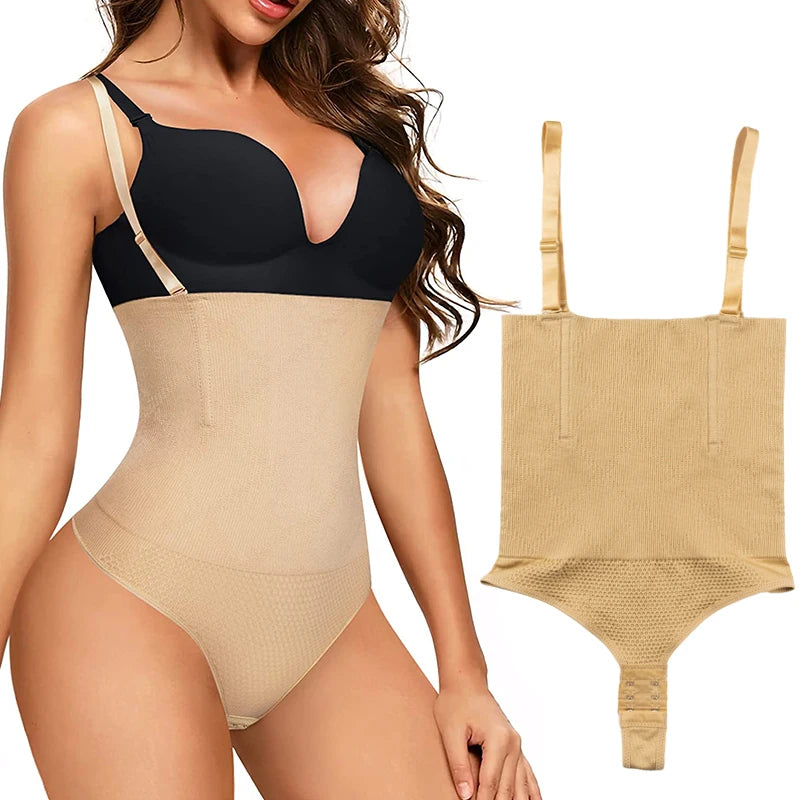 Women’s Thong Shapewear Bodysuit – Tummy Control Underbust Body Shaper Butt Lifter Slimming Corset Underwear