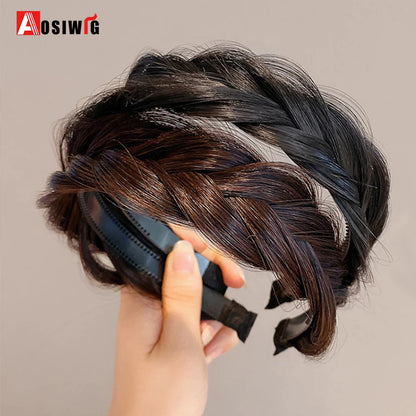 Synthetic Fishbone Braided Headband – Bohemian Plaited Hairpiece for Women Hairstyling