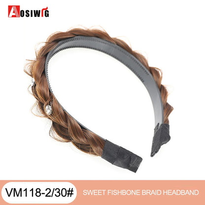 Synthetic Fishbone Braided Headband – Bohemian Plaited Hairpiece for Women Hairstyling