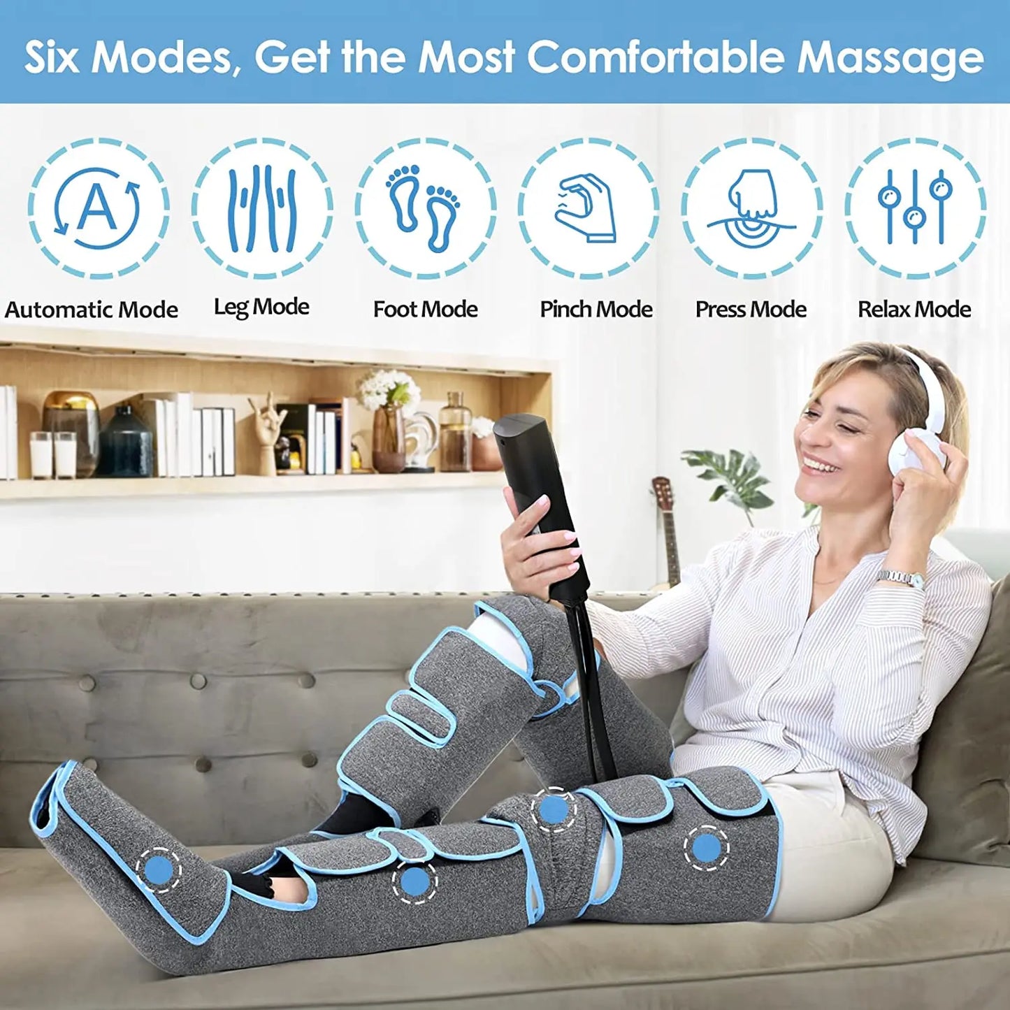 Foot Air Pressure Leg Massager — 360° Circulation & Muscle Relaxation Device for Lymphatic Drainage