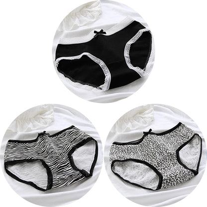 3 Pcs Women’s Cotton Panties Set - Seamless Soft Mid-Waist Black Briefs Skin-Friendly Female Lingerie Underwear