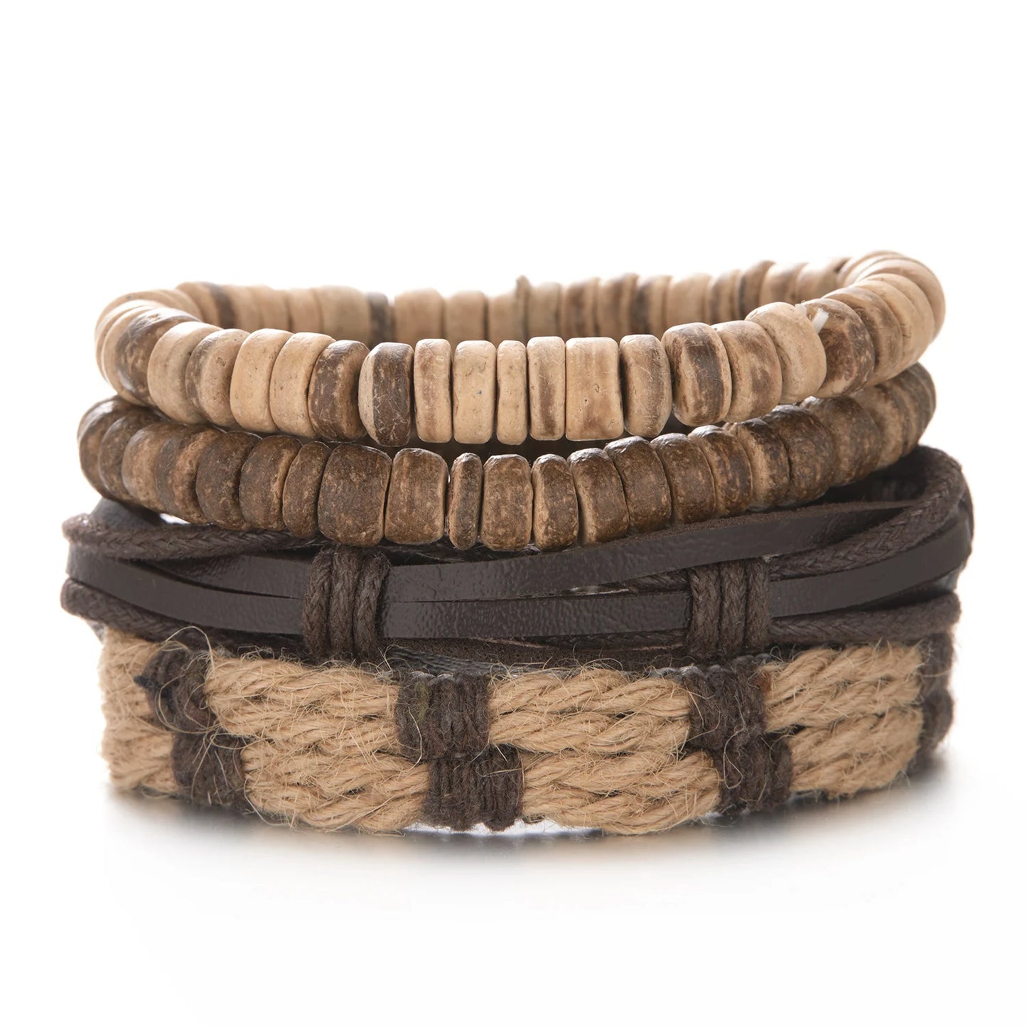 Men's Vintage Multilayer Leather Braid Bracelet - Handmade Star, Leaf & Owl Rope Wrap Bangle, Male Gift Jewelry