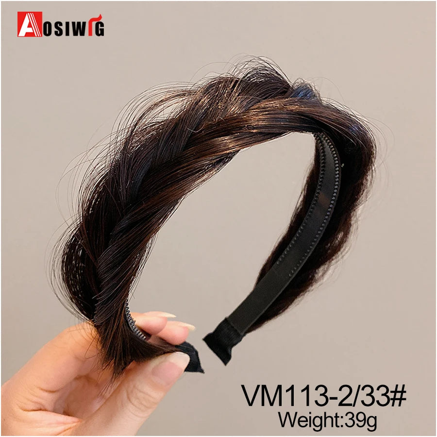 Synthetic Fishbone Braided Headband – Bohemian Plaited Hairpiece for Women Hairstyling