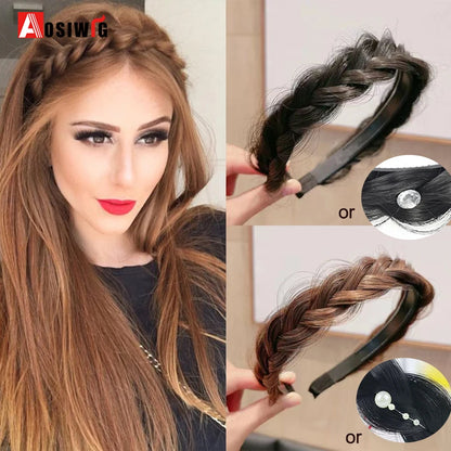 Synthetic Fishbone Braided Headband – Bohemian Plaited Hairpiece for Women Hairstyling