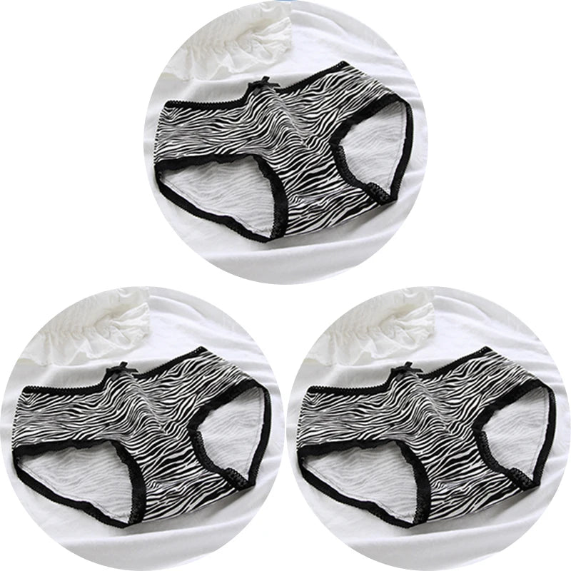 3 Pcs Women’s Cotton Panties Set - Seamless Soft Mid-Waist Black Briefs Skin-Friendly Female Lingerie Underwear