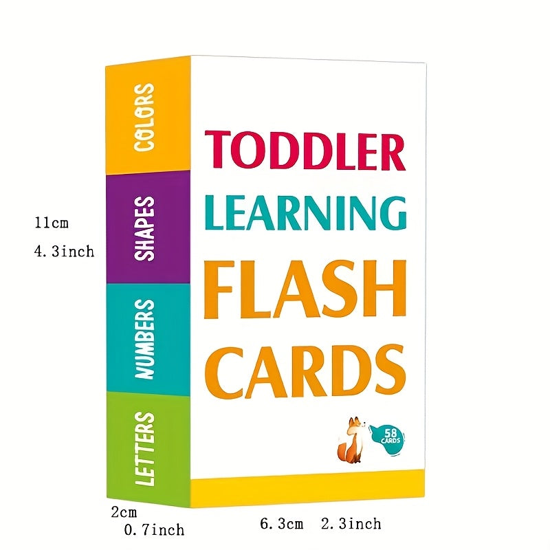 58pcs Double-Sided Alphabet Drawing Cards – Learning Colors, Numbers, Shapes, Animals, ABC Letters, and Common Words, Perfect for Halloween & Christmas Gifts