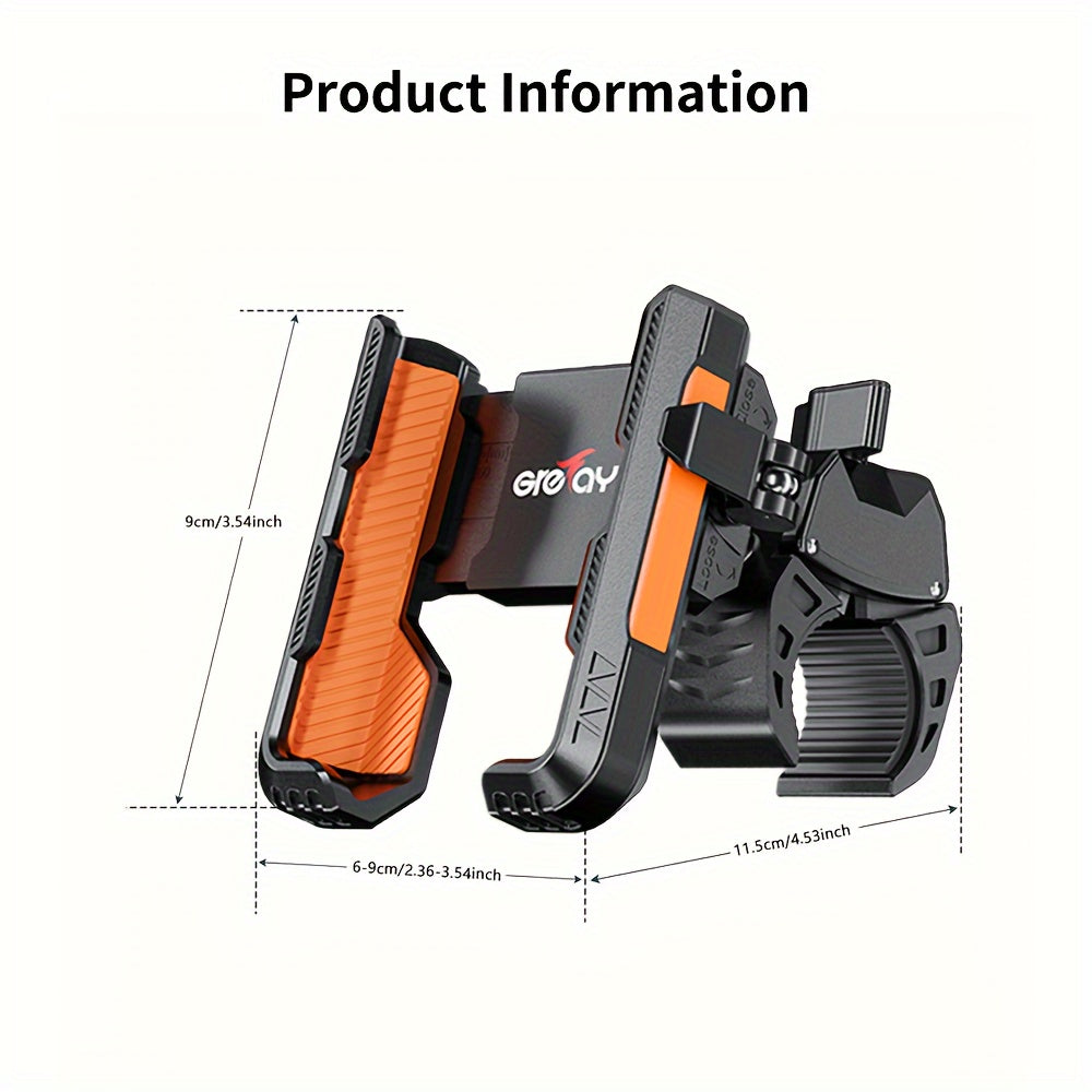 Universal Motorcycle and Bicycle Phone Mount – Adjustable Grip, Secure Hold, 360° Rotation – Anti-Shake Handlebar Holder for Stable Phone Positioning – Compatible with Various Models