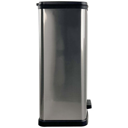 13.2 Gallon Plastic Rectangular Step Trash Can – Silver Kitchen Waste Bin