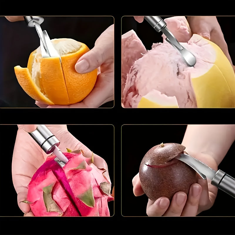 Stainless Steel Orange Peeler with Handle - Citrus Cutter for Oranges, Lemons and Limes, Ideal for Kitchen and Restaurant Use