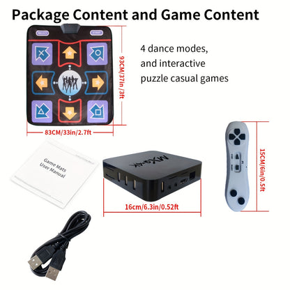 Dance Mat Electric HD TV Step Pad - 20+ Games, 200+ Songs, Fitness Mode, 2.4G Wireless Handle, Anti-Slip, MTV and Cartoon Modes - Ideal for Gifts, Christmas and Halloween