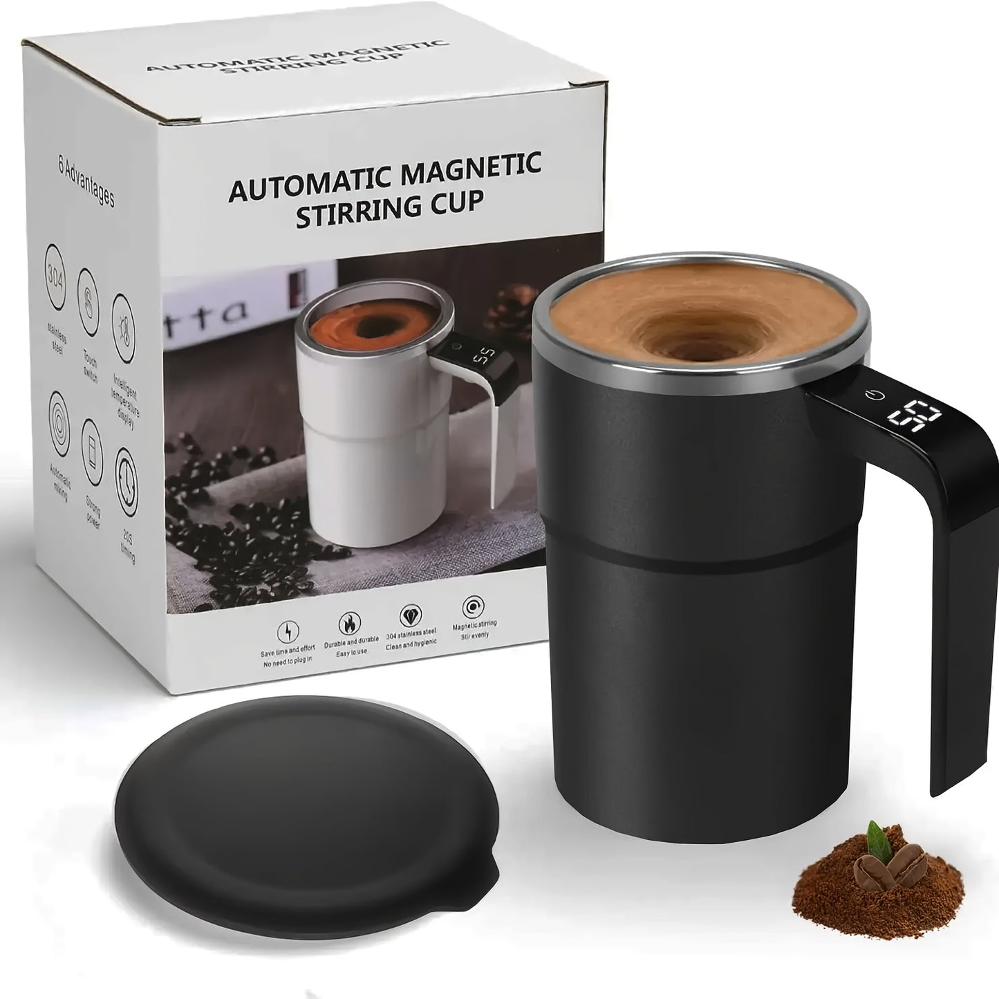 Fully Automatic 304 Stainless Steel Mixing Cup with Temperature Display – Portable Coffee Cup for Home and Office