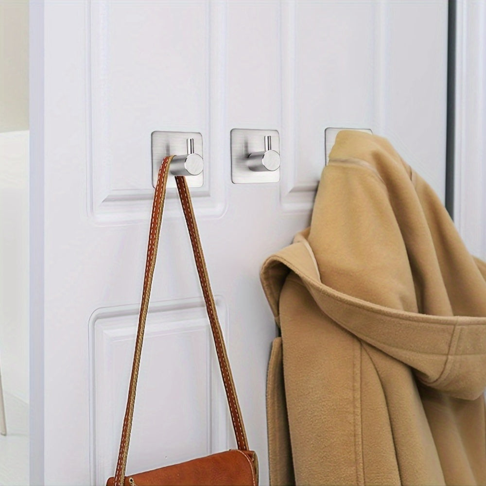 4 Pack Premium Heavy Duty Waterproof Stainless Steel Robe & Towel Hooks – Durable, Easy-Install Wall Mount Fashion Hooks for Bathroom & Bedroom, Rust-Resistant & Space-Saving