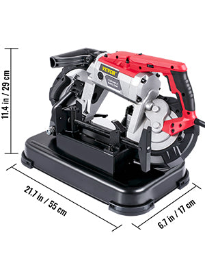 VEVOR Cordless Portable Bandsaw – 5-Inch Cutting Capacity, 10Amp Variable Speed Motor for Metal, Wood, Pipes & Rebar