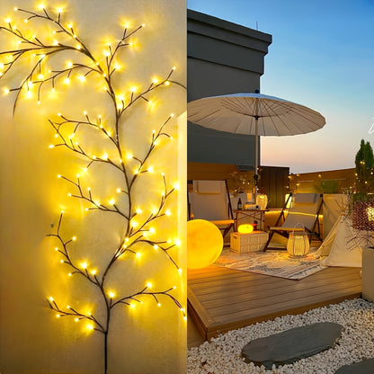 72/96 LEDs Bendable Willow Vine Lights - White Birch Tree Light, 8 Modes Rattan Decorative Light - Indoor Atmosphere Light for Garden, Home, Living Room, Camping, Parties - Perfect Gift for Halloween, Birthday, Christmas