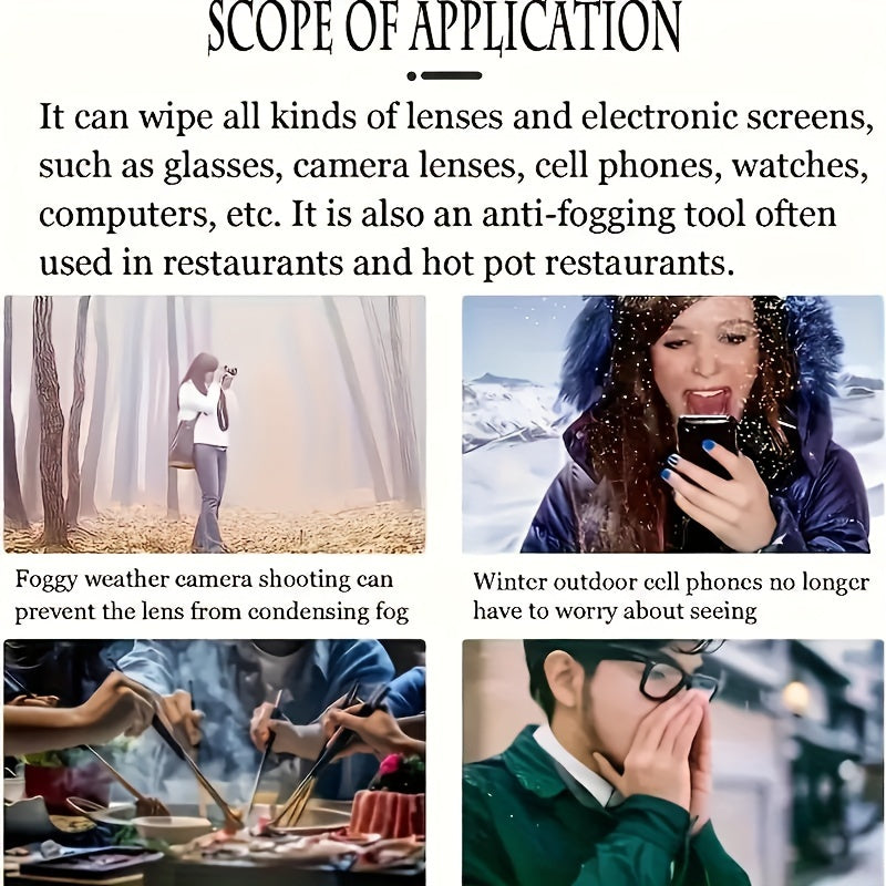 100pcs Pre Moistened Lens Wipes - Anti Fog, Quick Dry, Scratch Free for Eyeglasses, Screens, and Optical Goggles