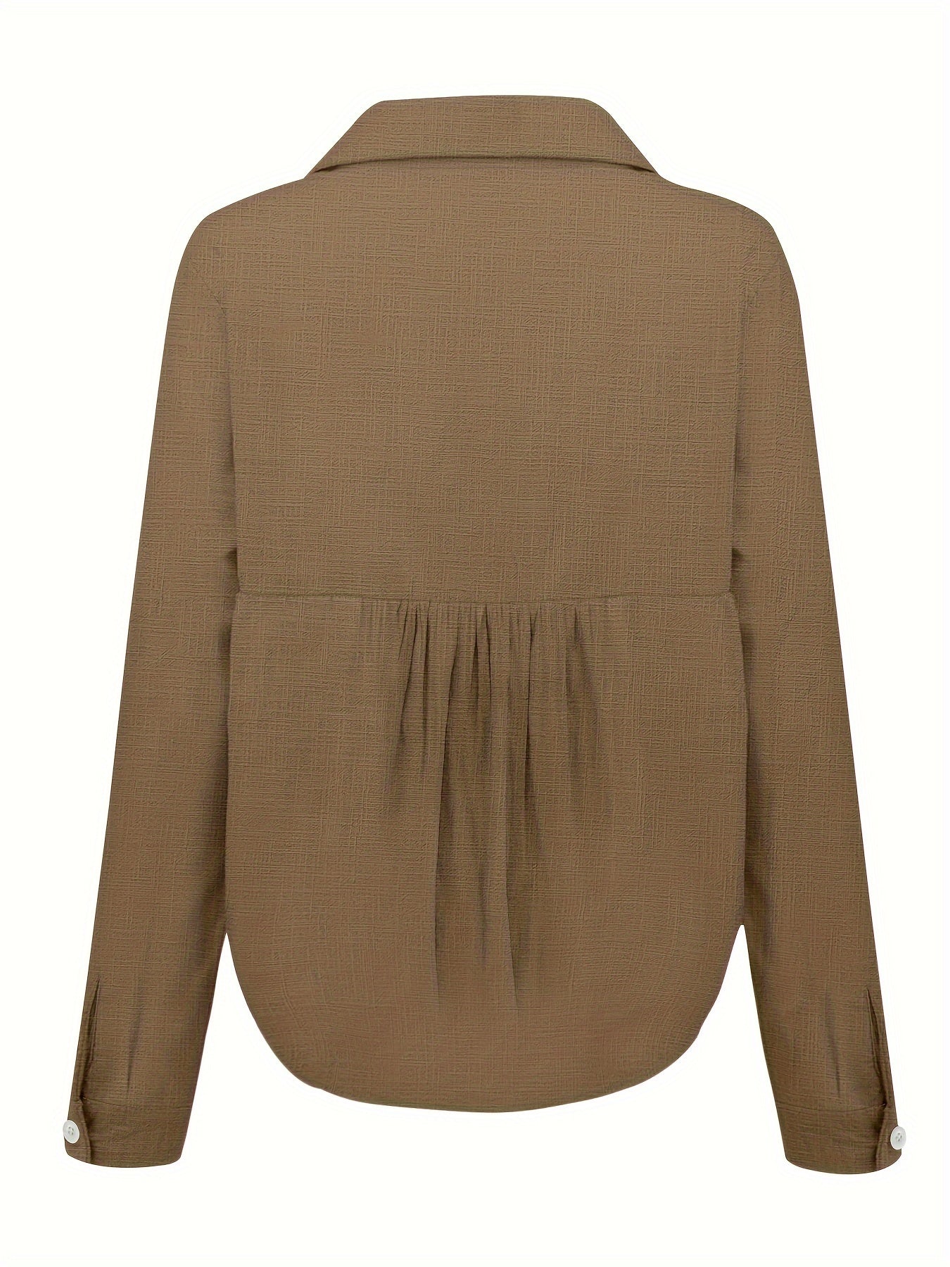 Long Sleeve Linen Shirt – Casual Button-Up for Spring and Fall – Women’s Clothing