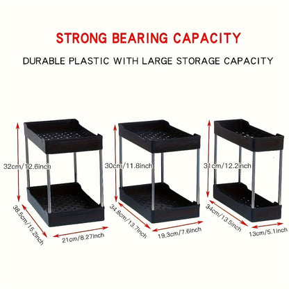 3Pcs Under Bathroom Sink Organizers - Bathroom Counter and Cosmetics Storage Rack, Large, Medium, and Small Sizes, Suitable for Kitchens and Bathrooms