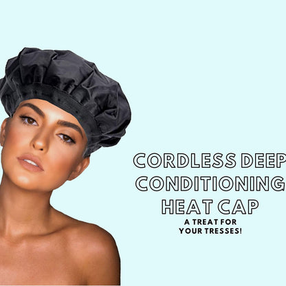 Cord-Free Deep Conditioning Hot Cap – Hair Care & Styling Steam Cap for Hot Therapy & Spa Treatment