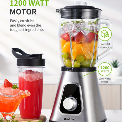 52 oz Large Capacity Countertop Blender – 3-Speed Controls, 22 oz Travel Cup, Two Knife Holders, BPA-Free Glass Jar for Smoothies and Sauces – Silver