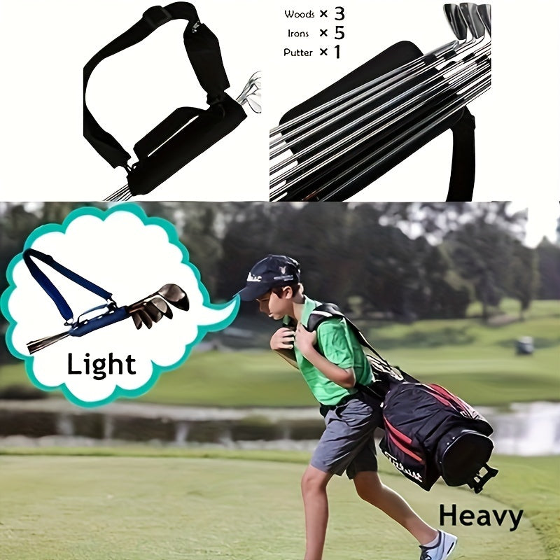 Compact & Lightweight Golf Club Bag - Waterproof Nylon, Adjustable Shoulder Strap, Fits 5 Clubs, Ideal for Men & Women