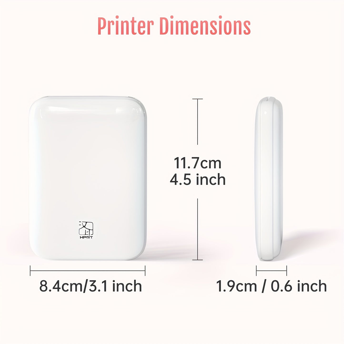 HPRT Wireless Portable Mini Color Printer - Free 5 Sheets of ZINK Paper, High Definition Color Reproduction, Direct Mobile Printing for iOS/Android Devices