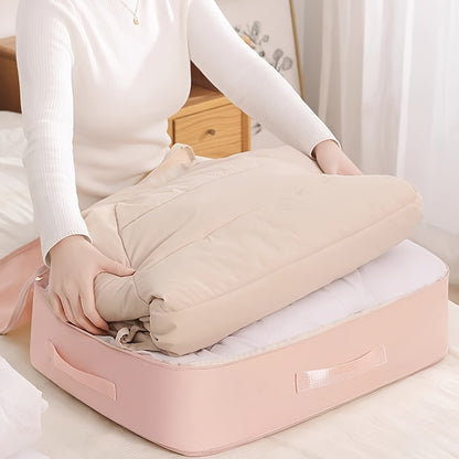 SpaceMax Pro Storage Tote - Ultra-Durable, Self-Compressing Heavy-Duty Organizer for Comforters, Clothes, Blankets - Ideal for Travel, Closet, and Moving Storage