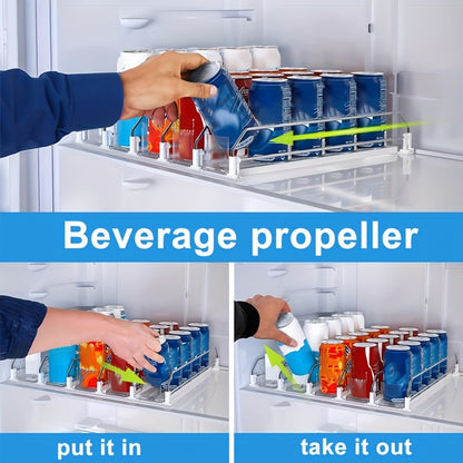 3/4/5 Set Beverage Pusher Drink Propeller – Self-Propelled Soda Can Dispenser with Double-Layer Partition, Refrigerator Storage Box, Kitchen Organizer