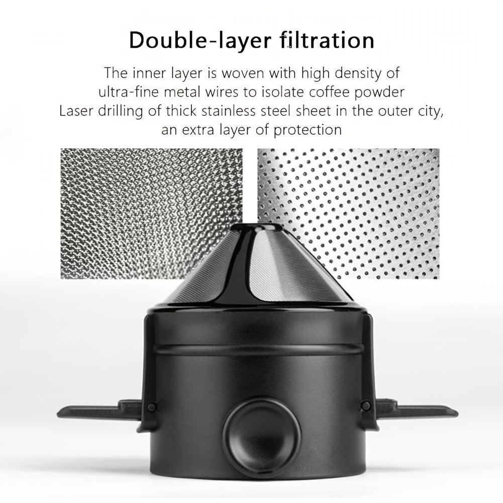 Portable Little Angel Design Foldable Coffee Filter Cup - Durable 304 Stainless Steel, Double Layer Construction for Hand-Pour Coffee, Compact, Lightweight, Easy to Clean