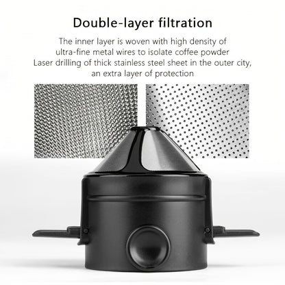Portable Little Angel Design Foldable Coffee Filter Cup - Durable 304 Stainless Steel, Double Layer Construction for Hand-Pour Coffee, Compact, Lightweight, Easy to Clean