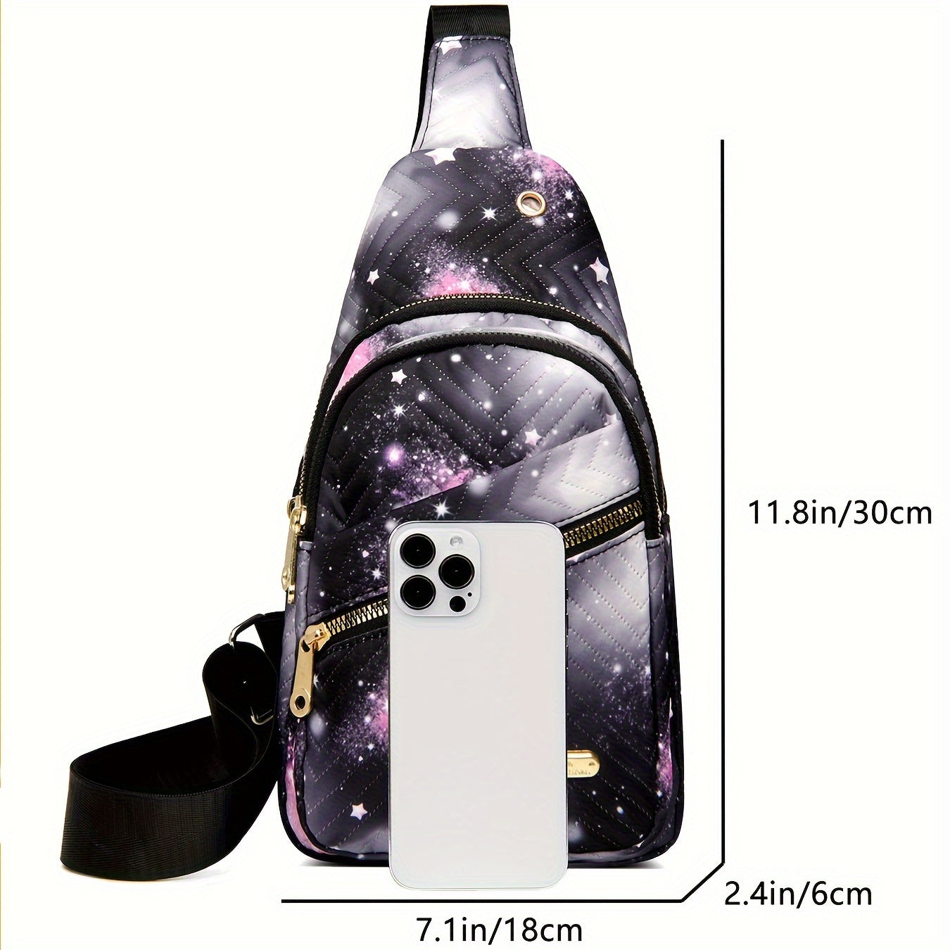 Starry Sky Nylon Sling Backpack for Women - Casual Sports Travel Crossbody Chest Bag, Adjustable Shoulder Strap, Multi-Pocket Fanny Pack
