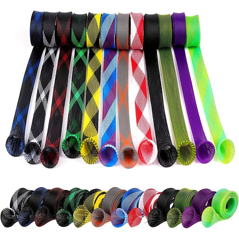12 Pack Braided Mesh Fishing Rod Sleeves – Ideal for Protecting Casting and Spinning Rods, Perfect for Sea Fishing and Tackle Storage