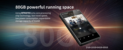 80GB MP3 Player for Android – Bluetooth & WiFi, 4.0-Inch Full Touch Screen, Built-in Speakers & Browser Support