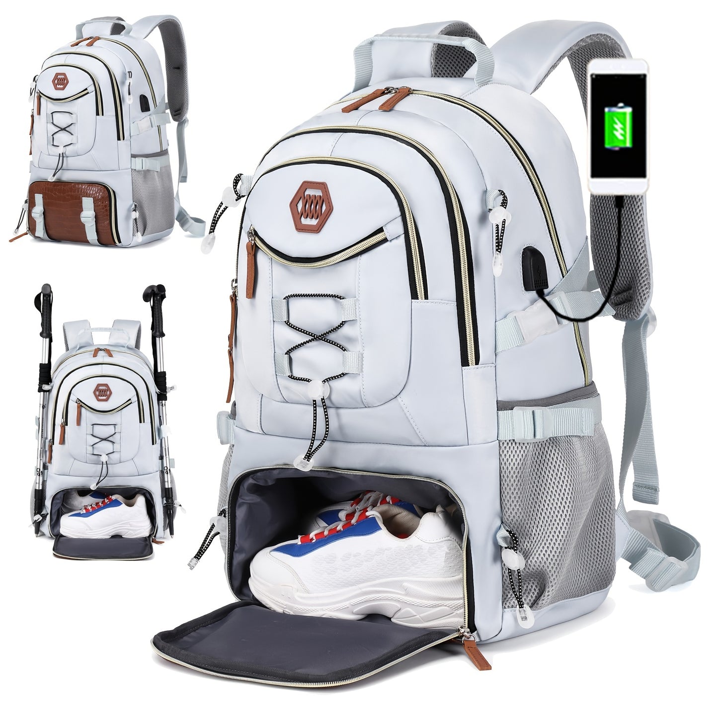 Outdoor Travel Backpack – Large Capacity Sports and Camping Backpack with Laptop Compartment and Shoe Storage, Ideal for Men and Women, School Bags, Gifts for Easter and Valentine's Day