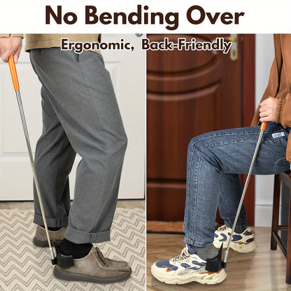 Easy-Reach 31" Stainless Steel Shoe Horn – No Bending Required, Ideal for Sneakers & Boots, Perfect for Seniors