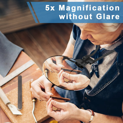 5X Magnifying Glass Pro – Hands-Free Adjustable Neckwear Magnifier for Seniors and Low Vision – Perfect for Reading, Sewing, Crafting, and Inspection