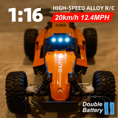 2.4G Double Battery 1:16 Alloy RC Car – High-Speed Up to 20 Km/h, All-Terrain Off-Road Capability, Remote Control – Ideal Electric Toy Car for Halloween and Christmas Gifts