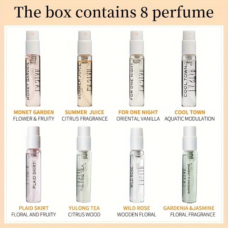 LASTAR 8-Piece Perfume Gift Set - 0.1oz Each - Long-Lasting Fragrance for Men and Women - Classic Floral Notes - Perfect for Dates, Travel, and Holiday Presents