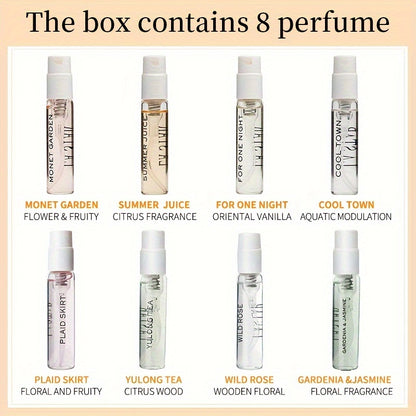 LASTAR 8-Piece Perfume Gift Set - 0.1oz Each - Long-Lasting Fragrance for Men and Women - Classic Floral Notes - Perfect for Dates, Travel, and Holiday Presents