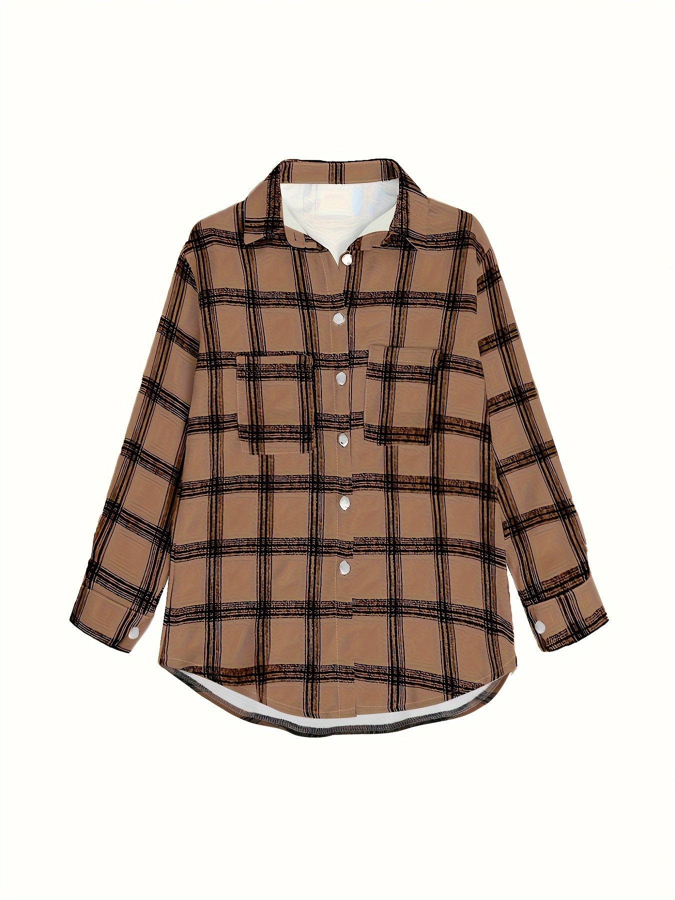 Timeless Plaid Shacket Jacket – Stylish Button-Front Outerwear for Women – Cozy, Versatile & Trendy Long Sleeve Clothing