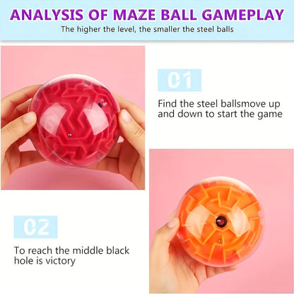 Maze Ball Puzzle Set - 2 Piece Brain-Teasing Challenge with Higher Level, Smaller Steel Balls
