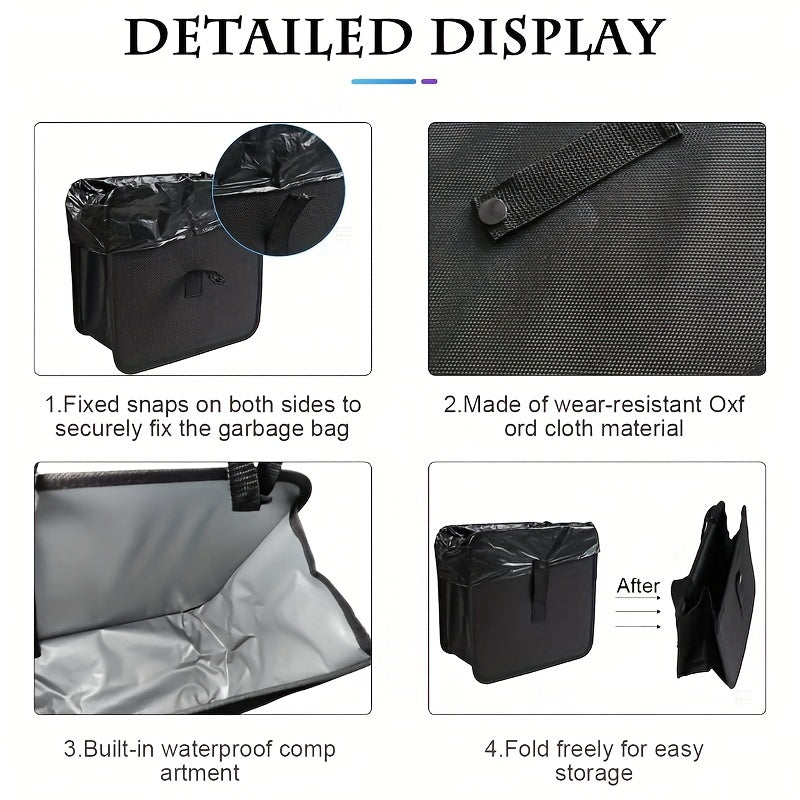 Foldable Car Trash Can – Waterproof, Leakproof Storage Bag with Large Capacity, Car Interior Organizer for Men & Women