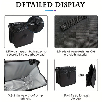Foldable Car Trash Can – Waterproof, Leakproof Storage Bag with Large Capacity, Car Interior Organizer for Men & Women