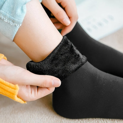 6 Pairs Winter Thermal Socks - Unisex Thickened Fleece-Lined Mid-Calf Boot Socks in Solid Colors - Soft Polyester and Spandex Fabric, Hand Wash Recommended